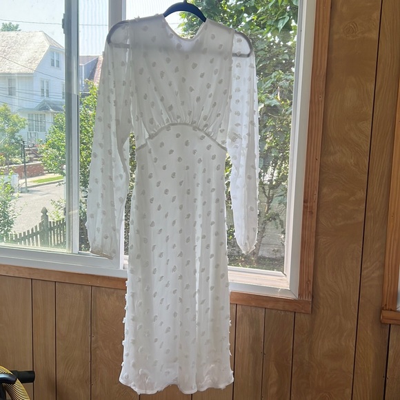 Chicwish white polka dot ‘cotton candy’ sheer midi dress - Picture 1 of 7
